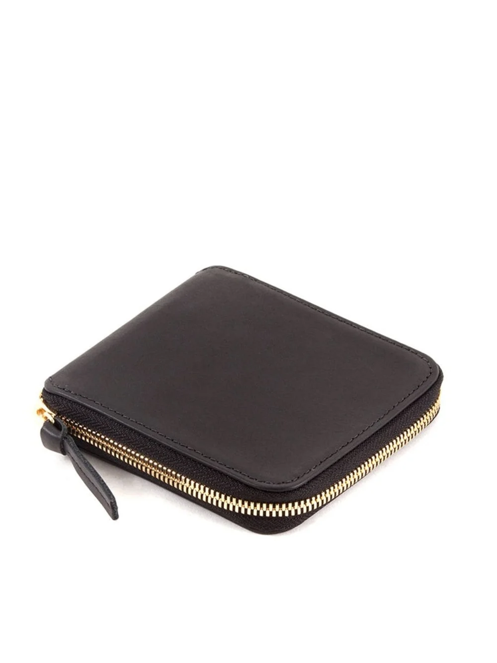 Clare V Black Leather Zip Wallet with Gold Hardware